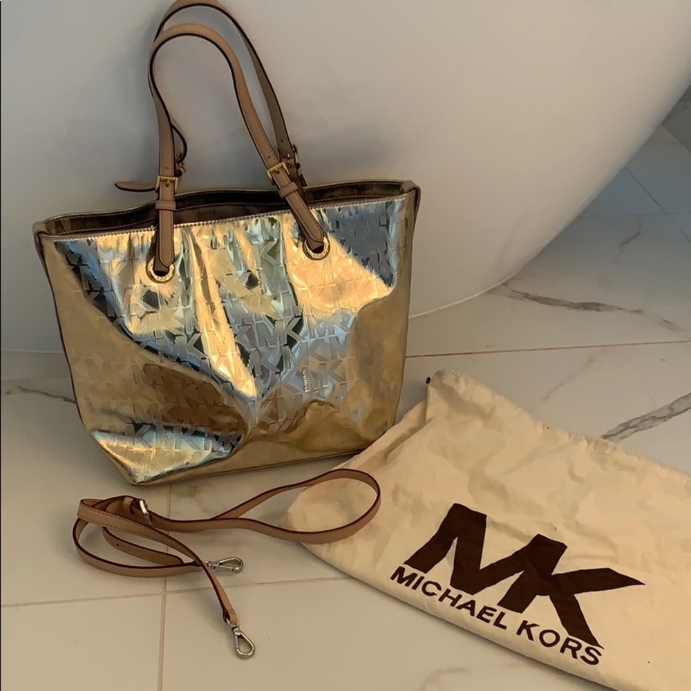 Gold, Shiny Michael Kors Purse